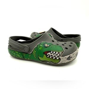 GUC Crocs Little Boys Fun Lab T-Rex Dinosaur Band Lights Clog in Gray C13